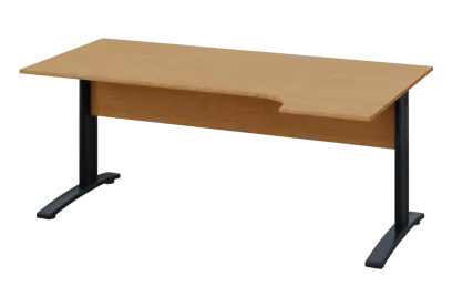 ERK 18 - 184 stůl kancelářský, rohový, pravý, kovová podnož černá, deska 18 mm, široký 1800 mm, buk Royal